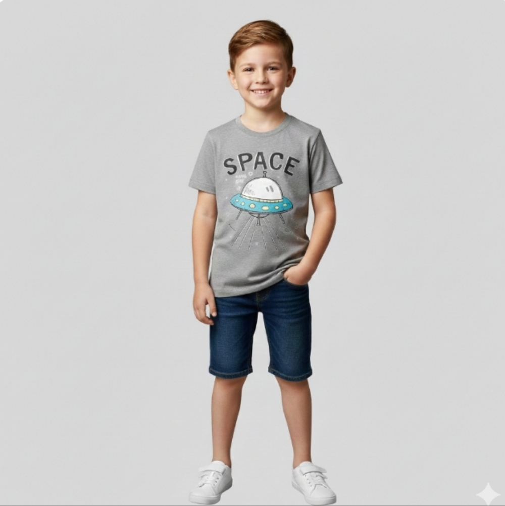 New Boy's Space T-Shirt- Size 10-11